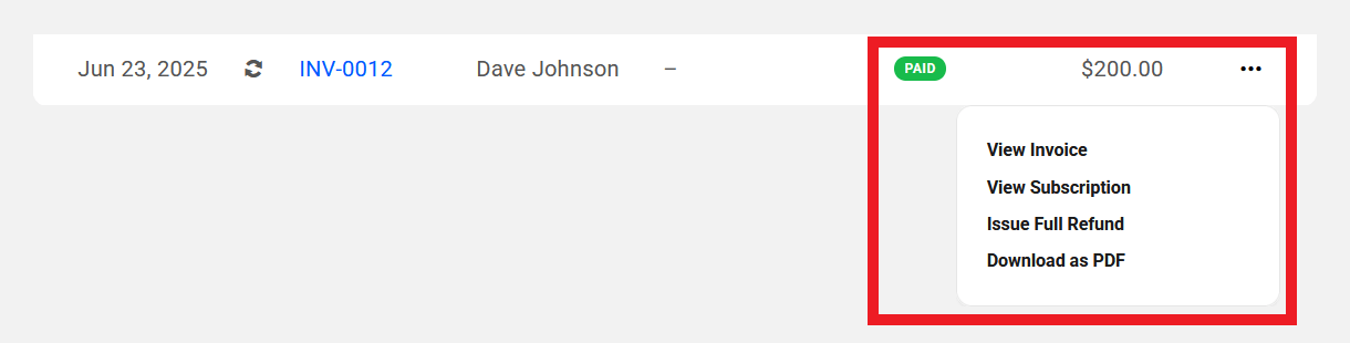 Paid status on Client Tools invoice