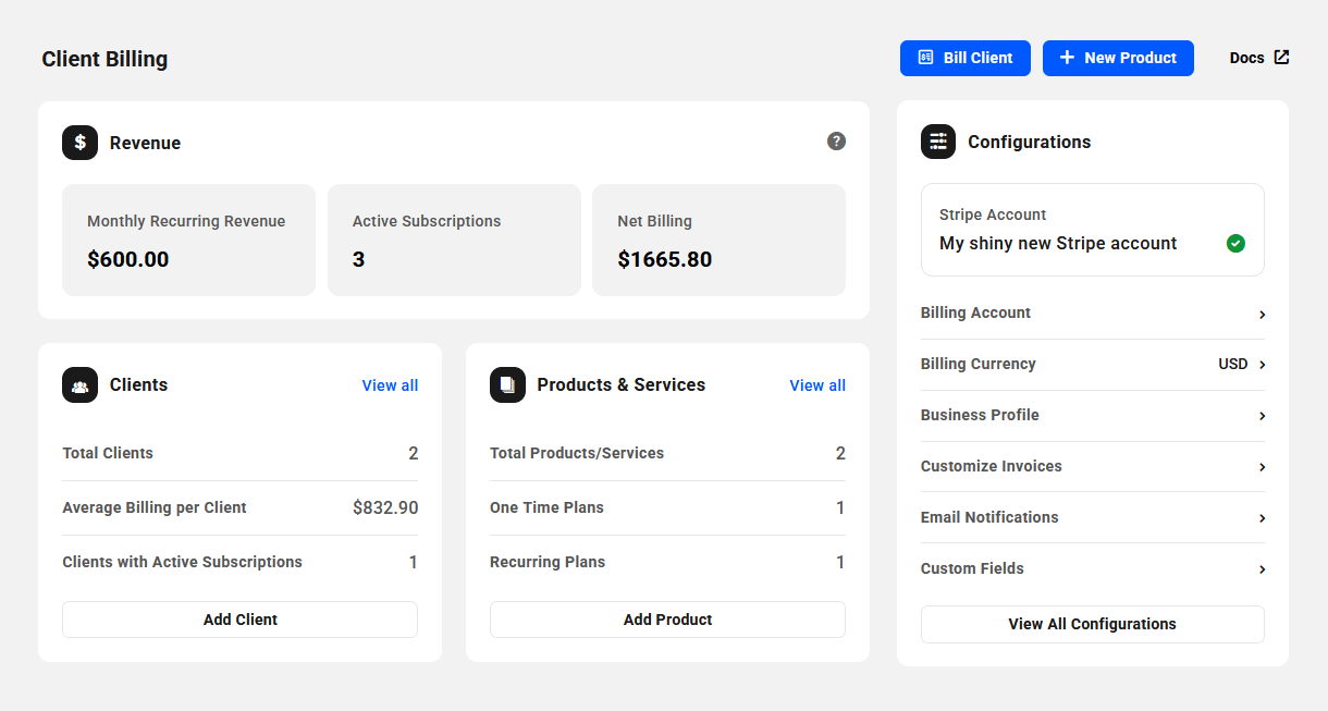Client Tools Billing Overview