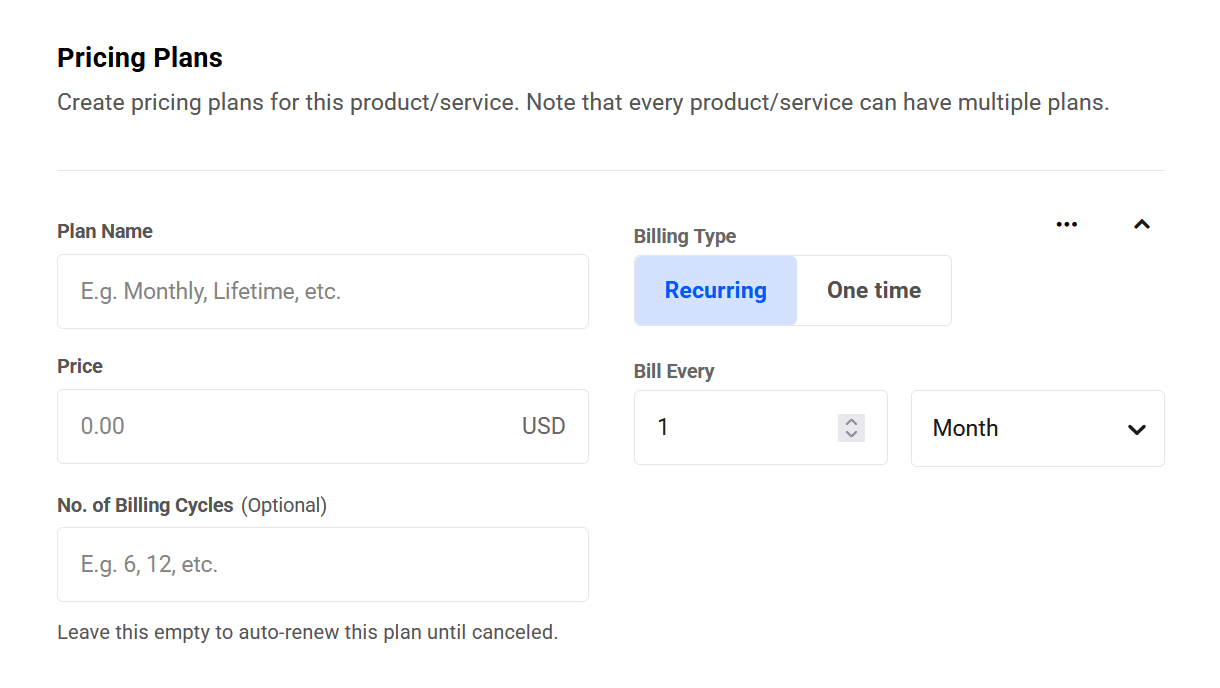 Create a pricing plan for a product in Client Tools