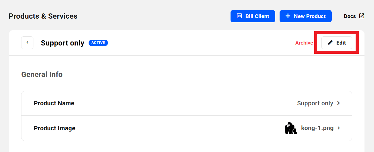 Edit a product in Client Tools
