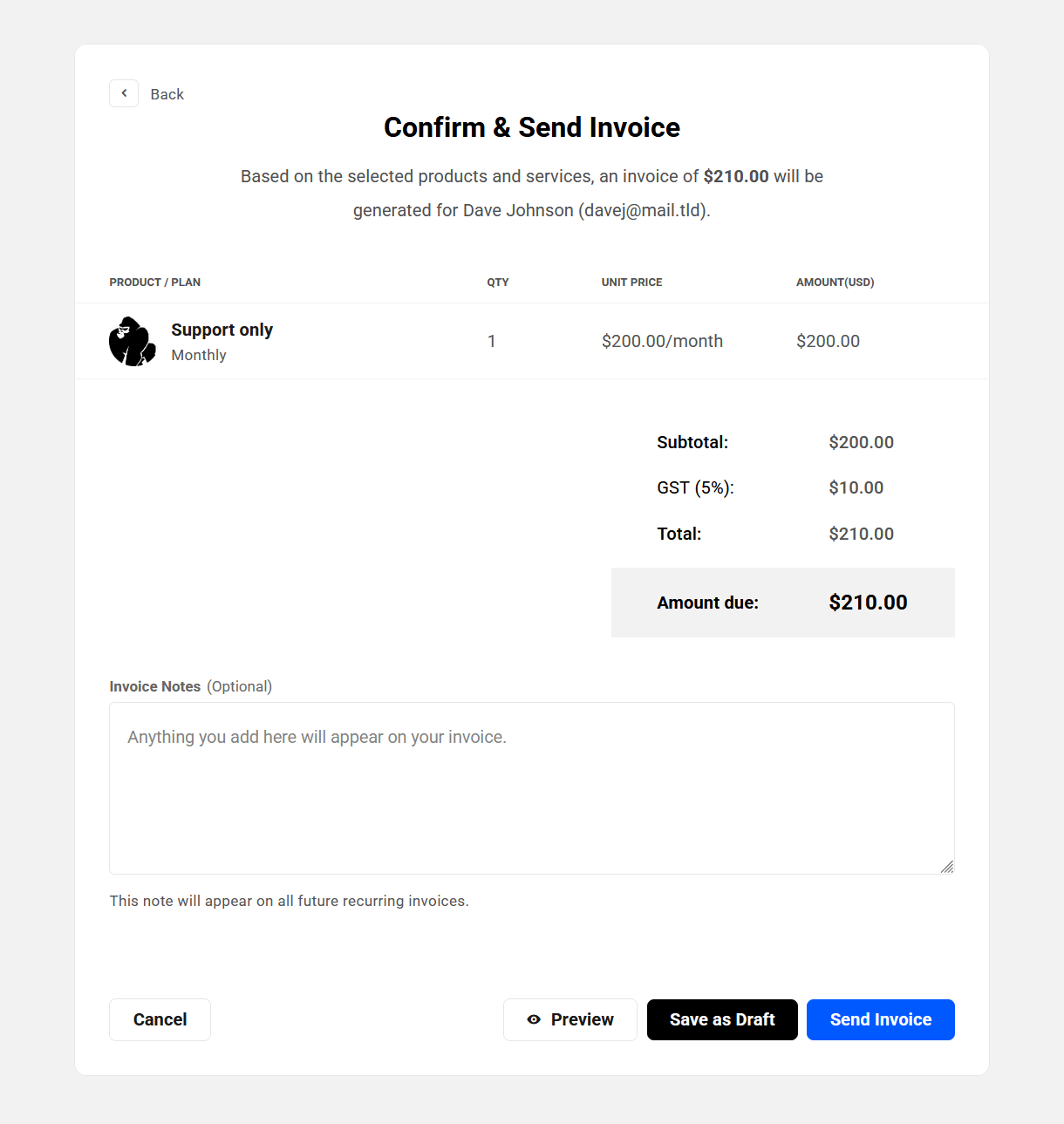 Billing a client for a site in Client Tools