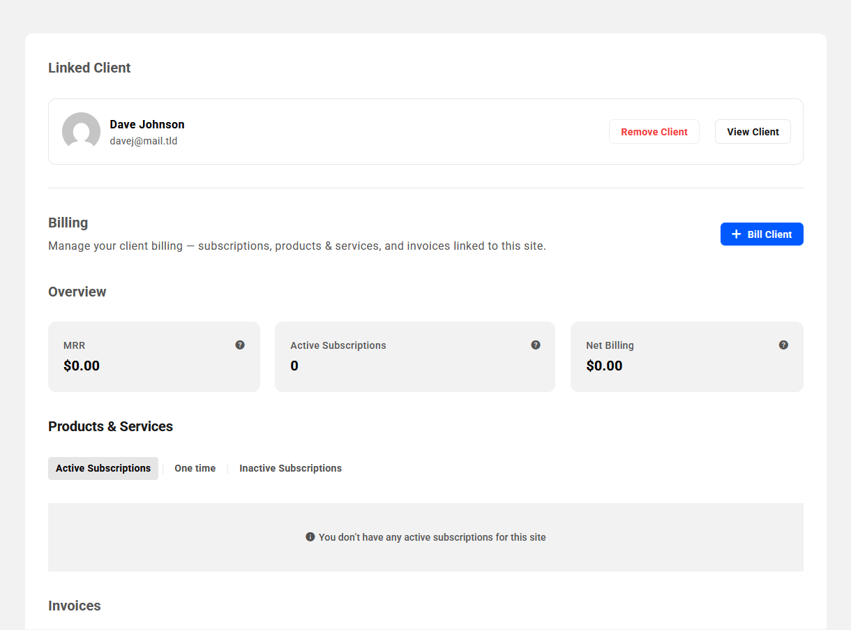 Client added to a site