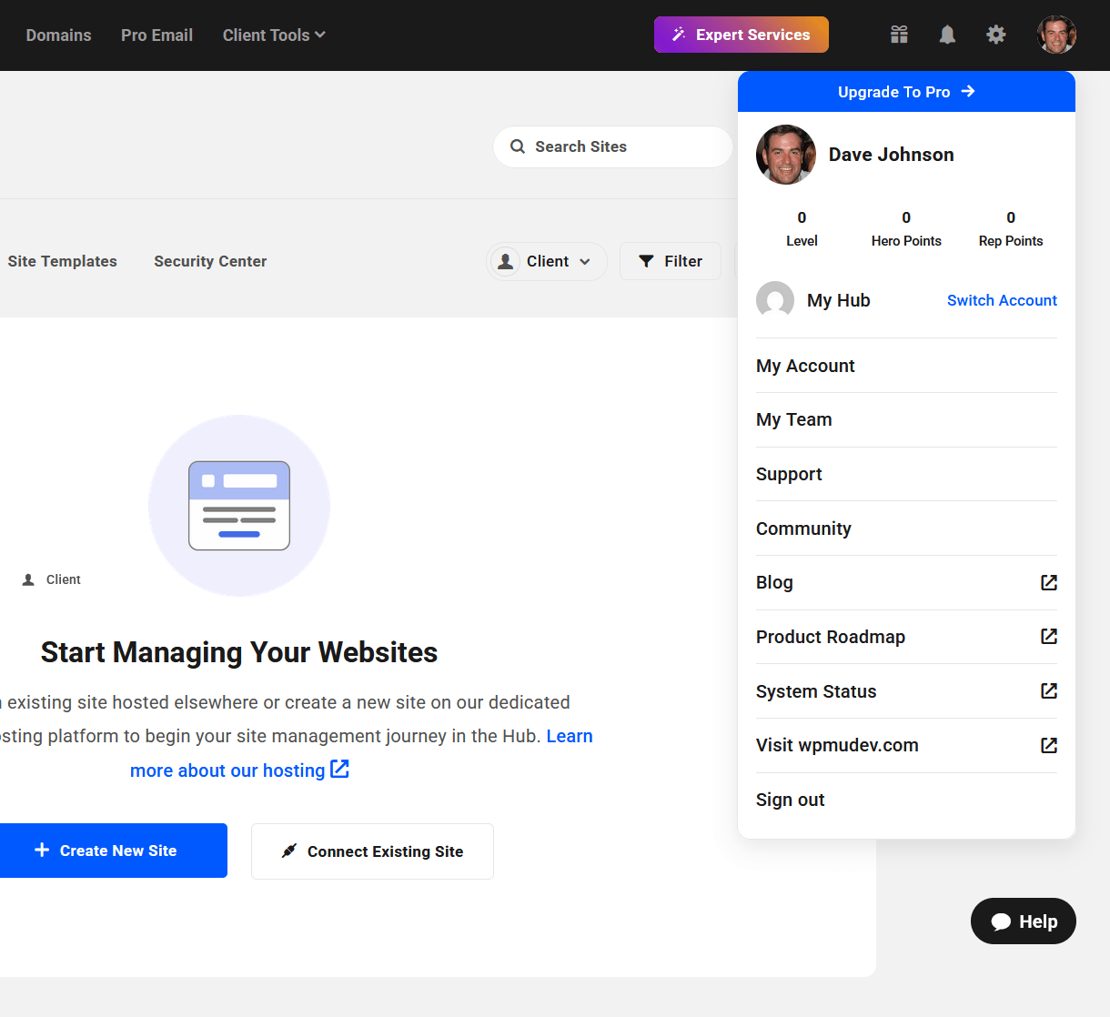 Client profile in the WPMU DEV Hub