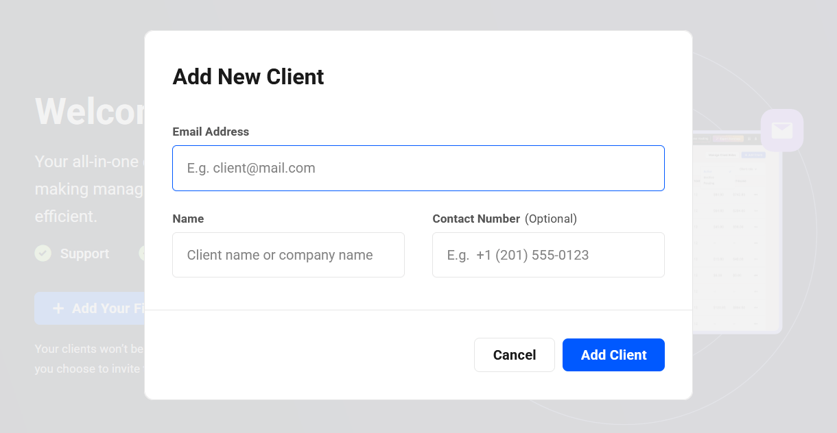 Add your first client in Client Tools