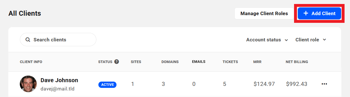 Add a new client in Client Tools