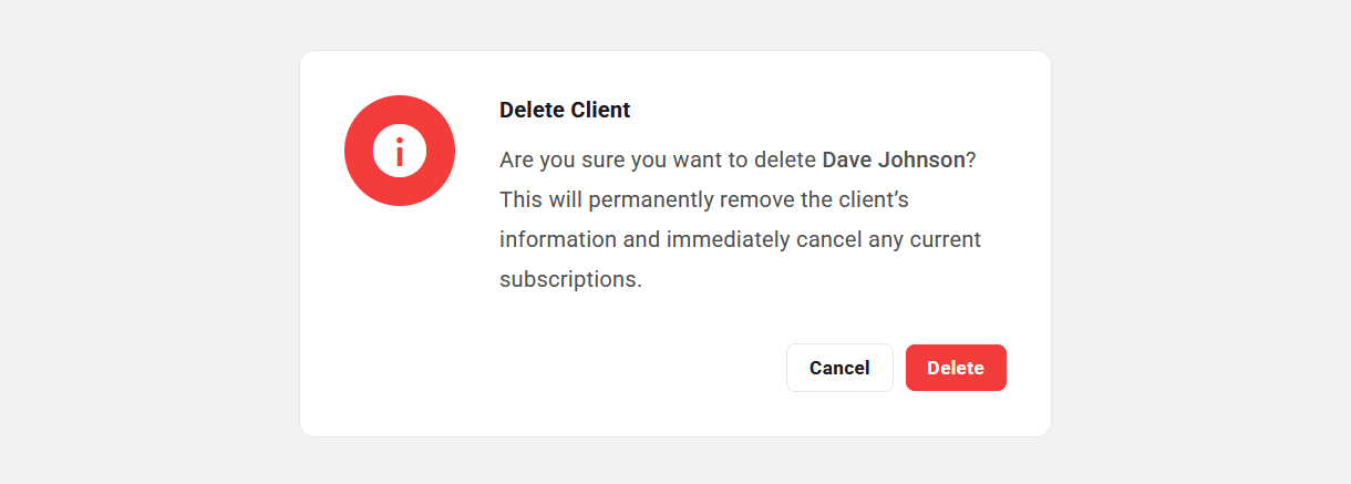 Confirm client deletion in Client Tools