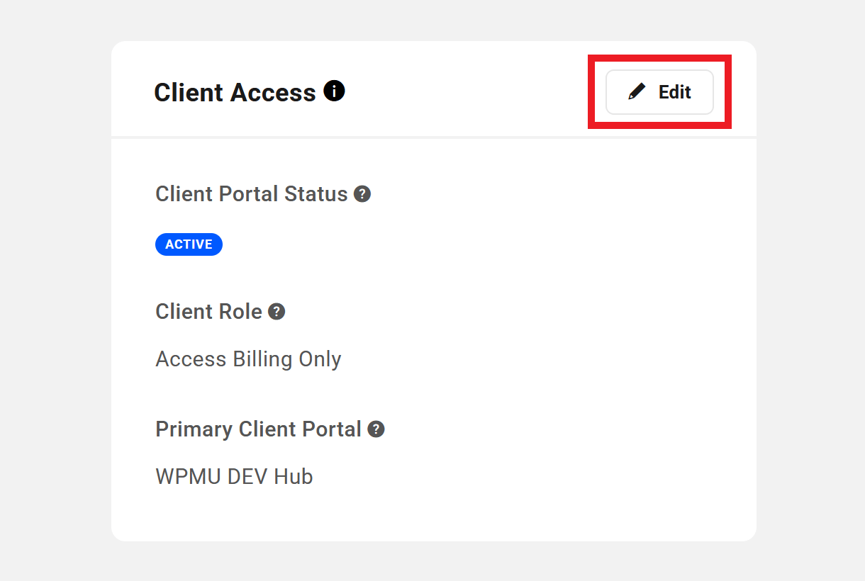 Edit client access