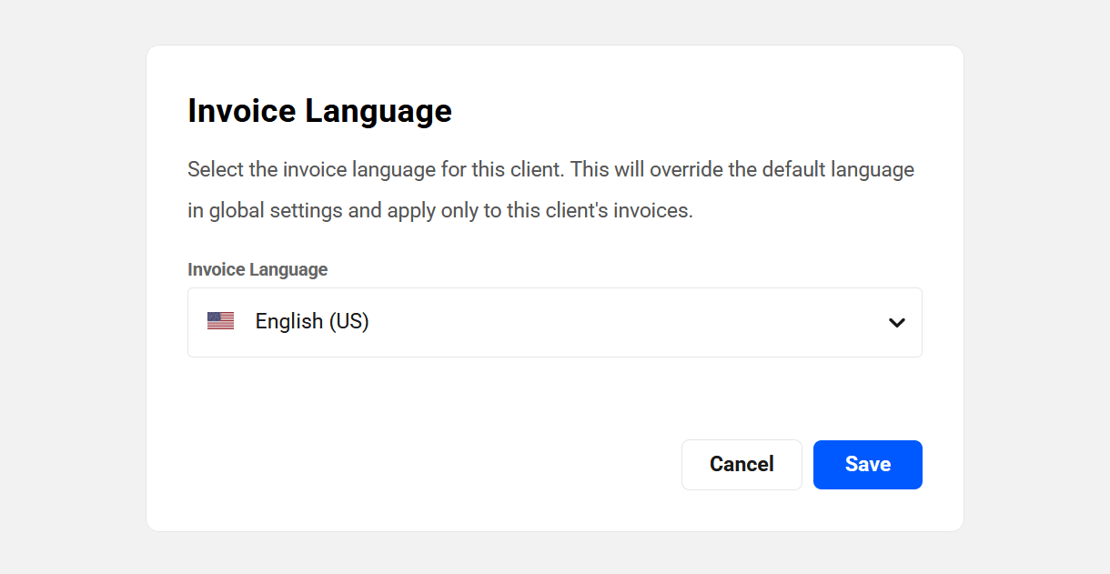 Change invoice language in a client profile