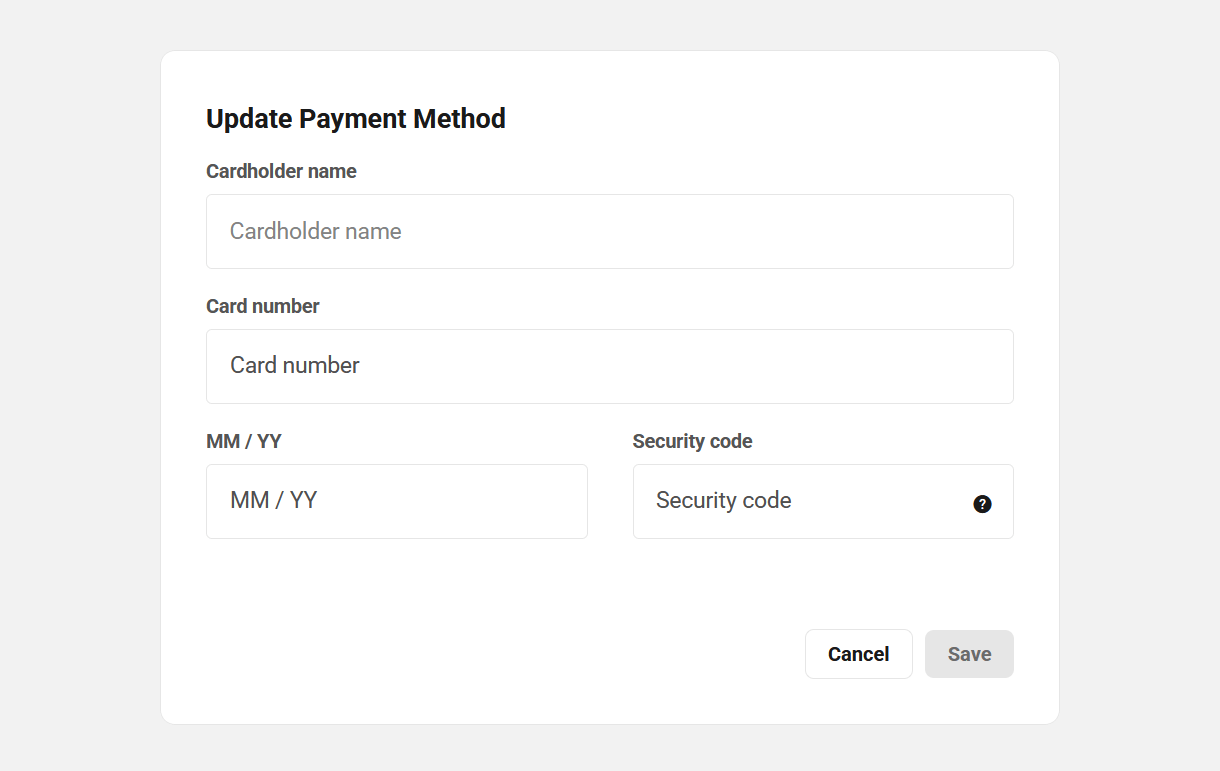 Edit payment info in a client profile