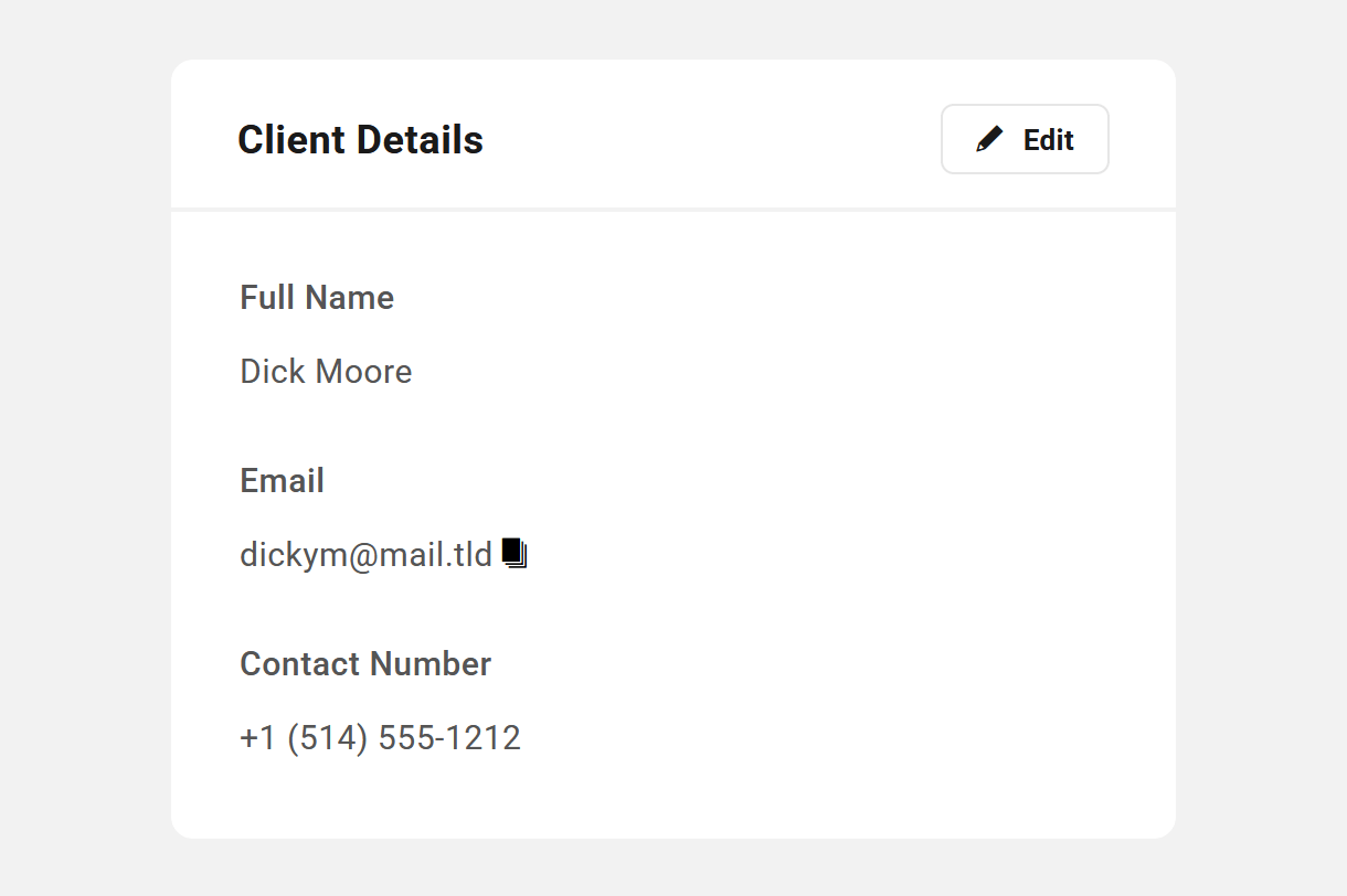 Client profile details in Client Tools