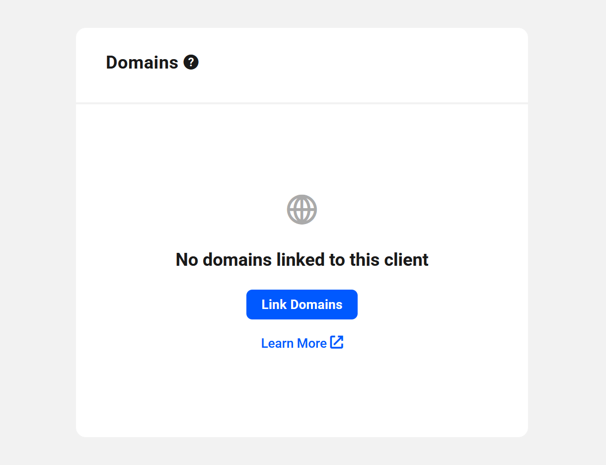 Link domains to a client in their profile