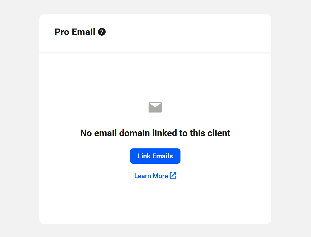 Link Pro Email domains to a client in their profile