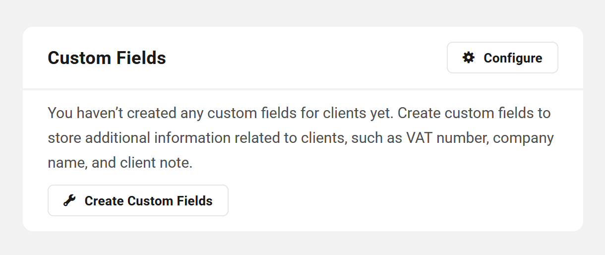 Custom fields in client profile