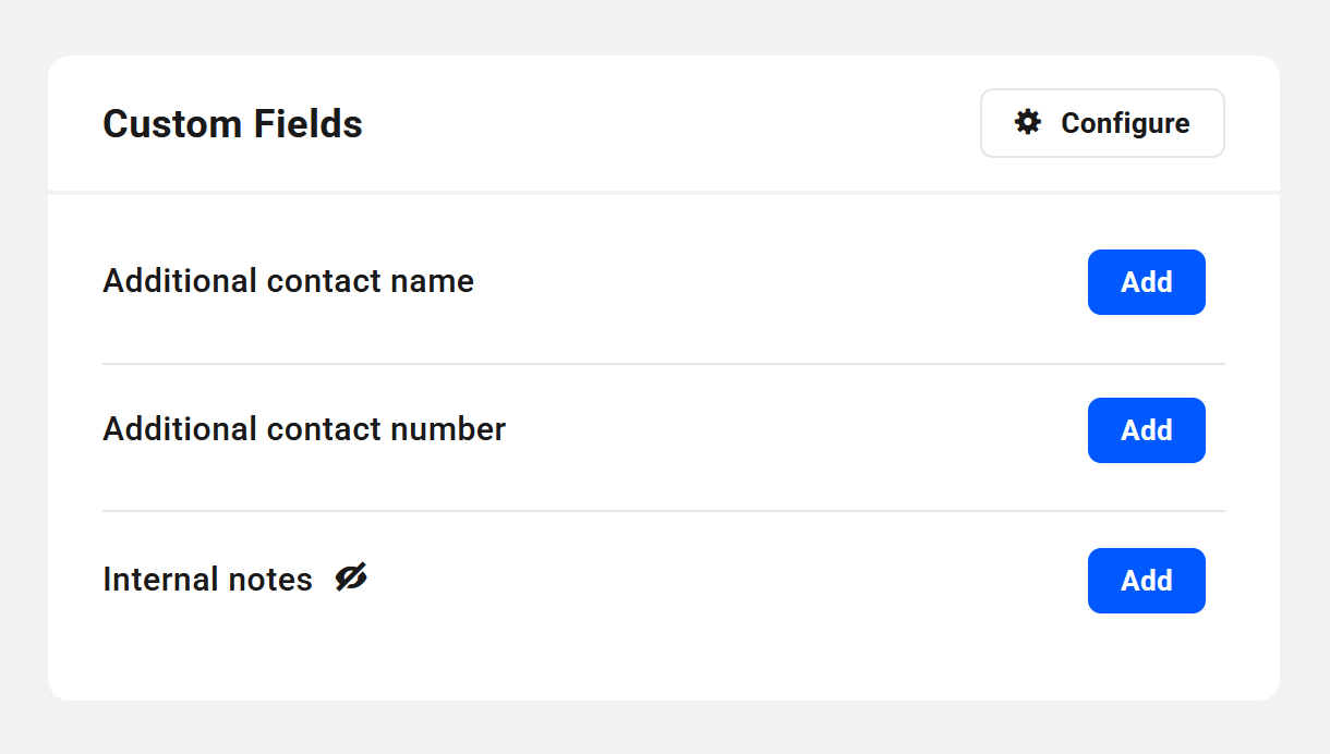Custom fields in client profile