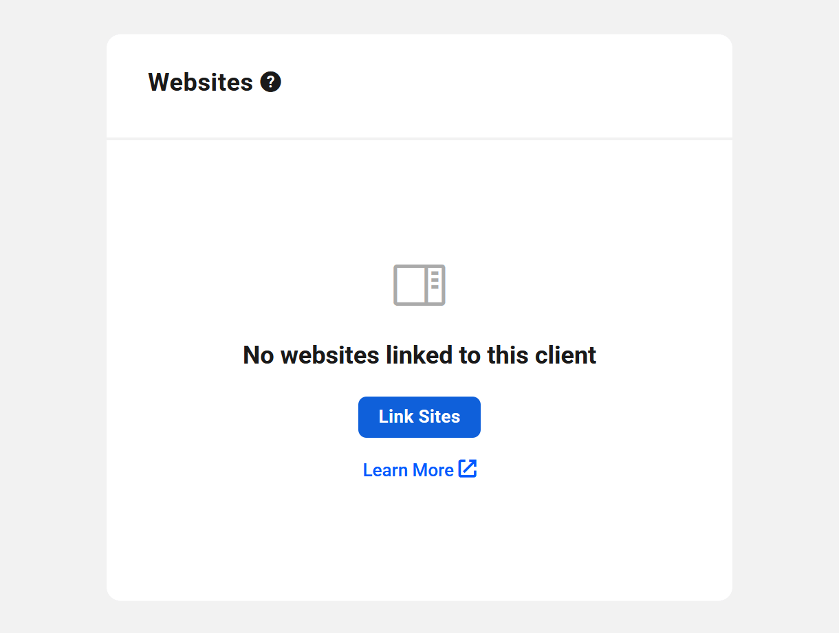 Link websites to a client in their profile