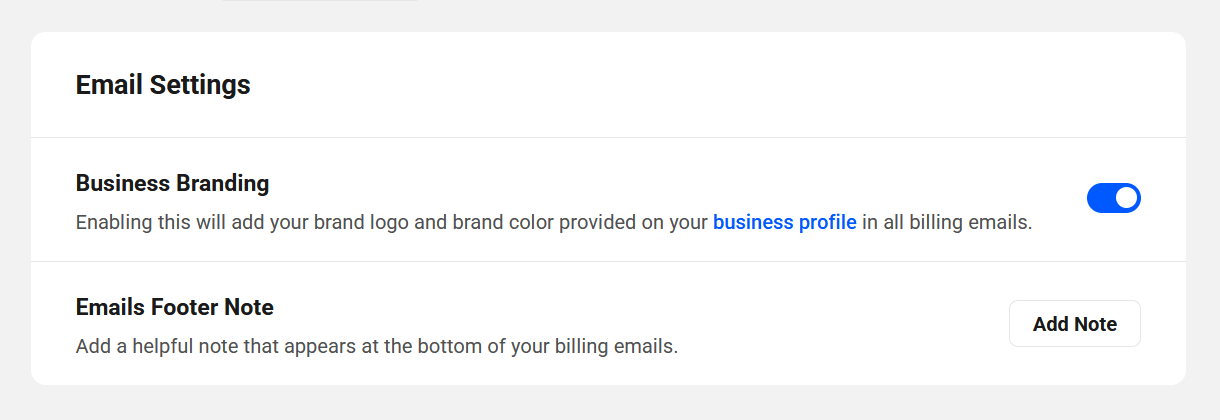 Business email options in Client Tools
