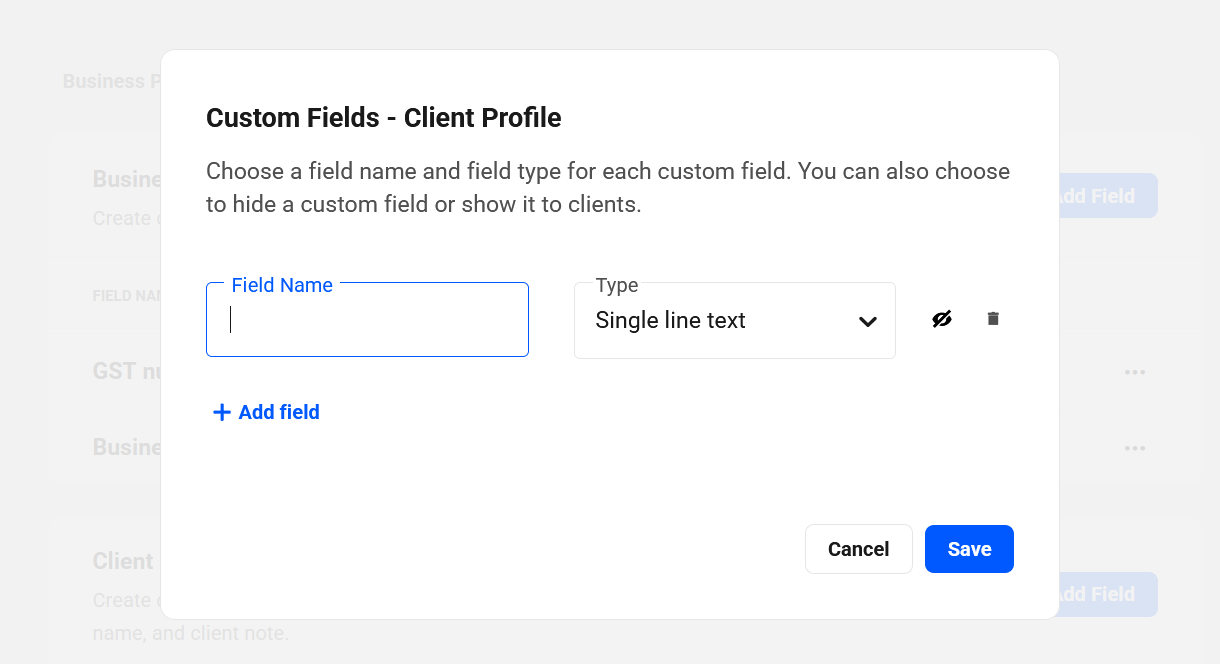 Add custom client profile fields in Client Tools