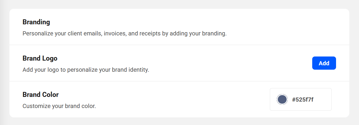 Business branding settings in Client Tools