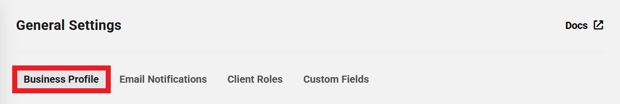 Business profile settings in Client Tools