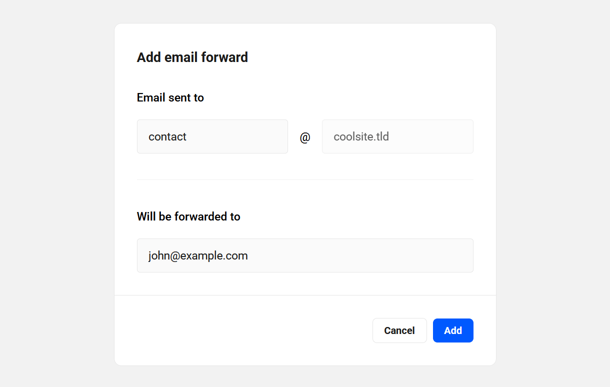 Add a forwarding address to a hosted email account
