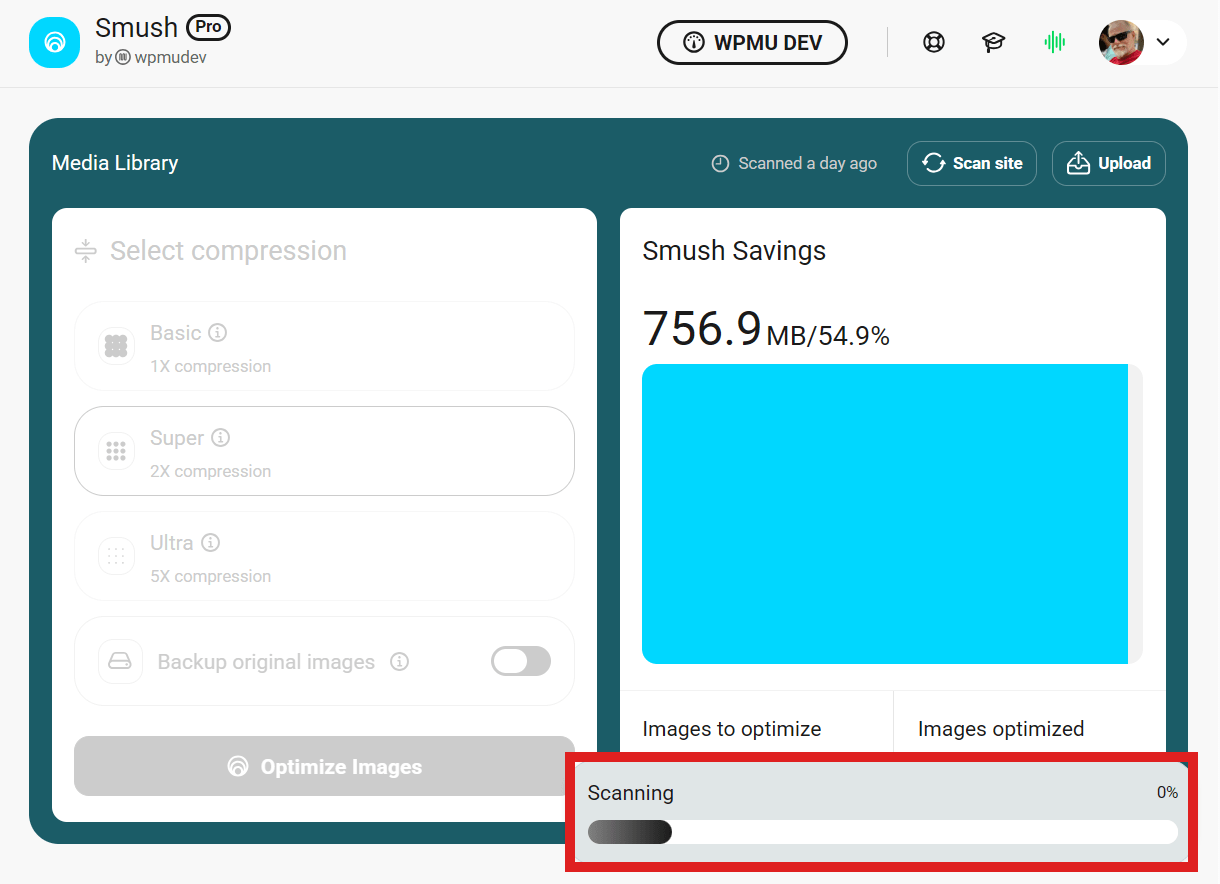 Scan in progress indicator