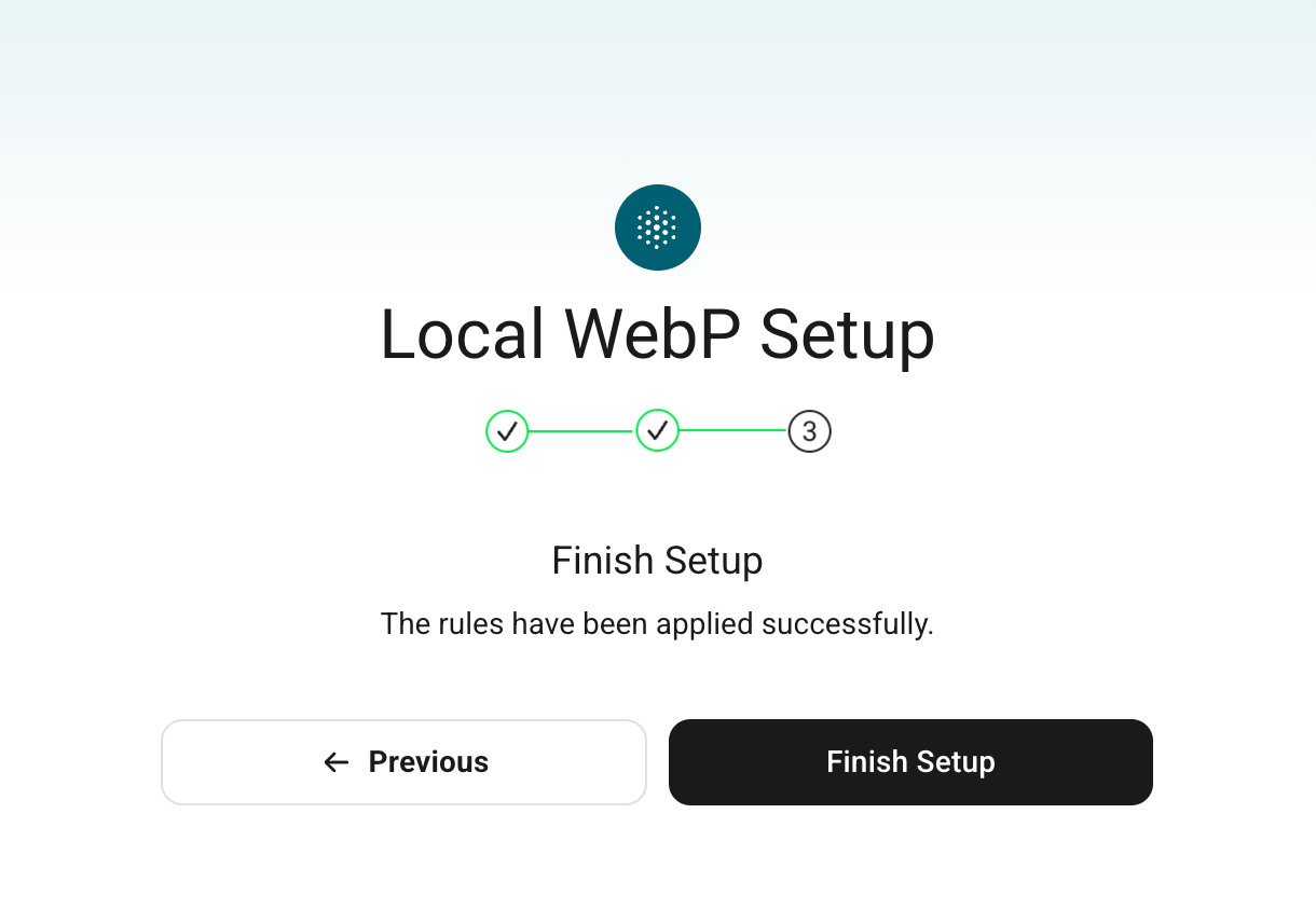 Smush WebP server conversion wizard step three