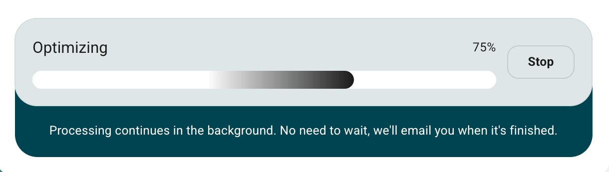 Image optimization progress bar