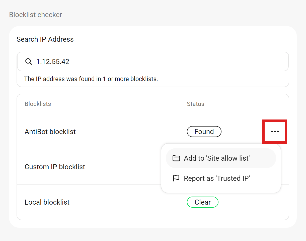 AntiBot blocklist checker results