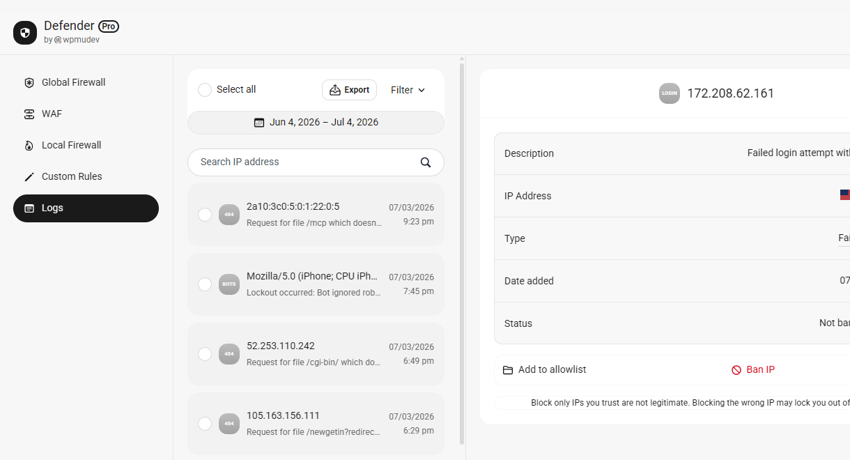 Defender firewall logs