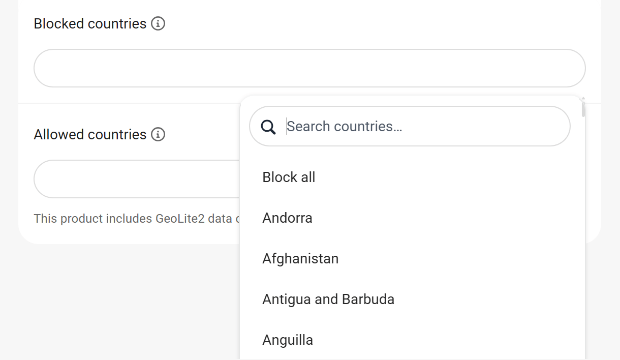 Add countries to location banning in Defender
