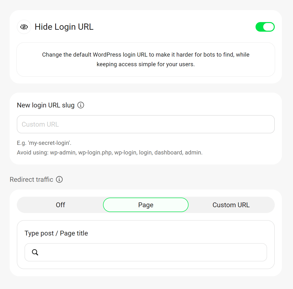 Enter new login slug in Defender