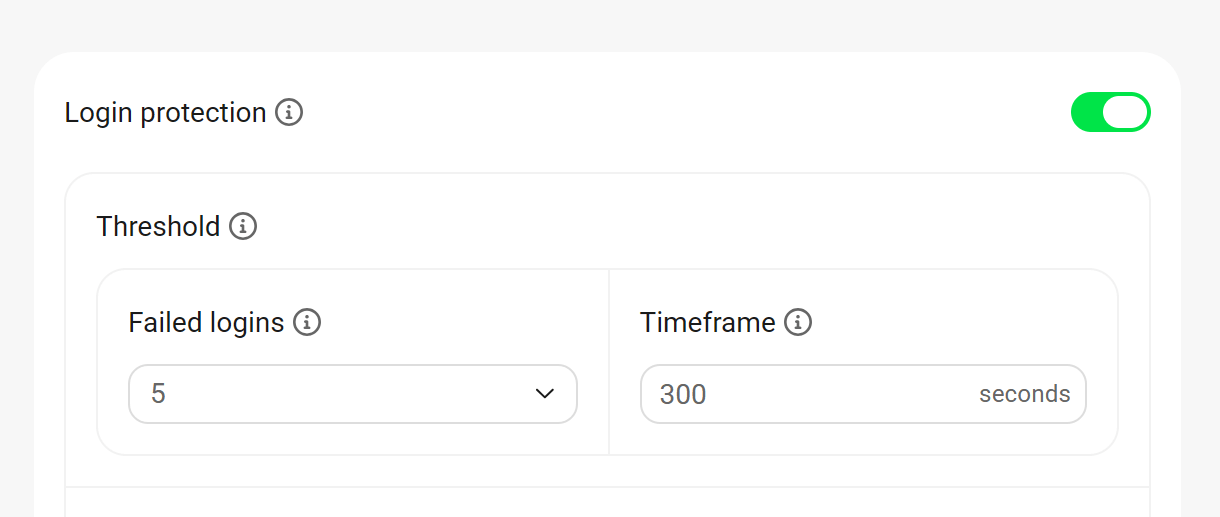 Defender login protection threshold