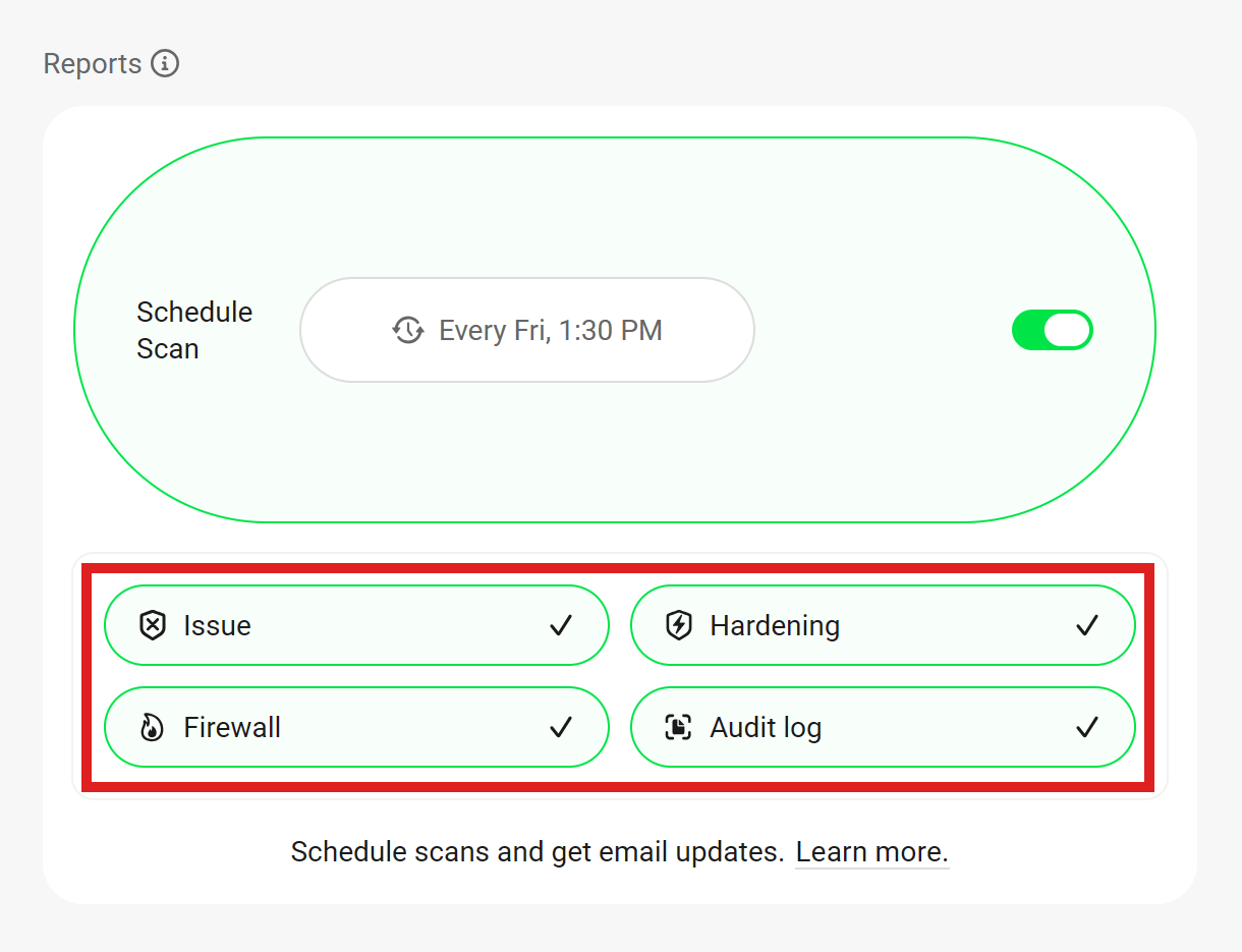 Types of scan reports available in Defender