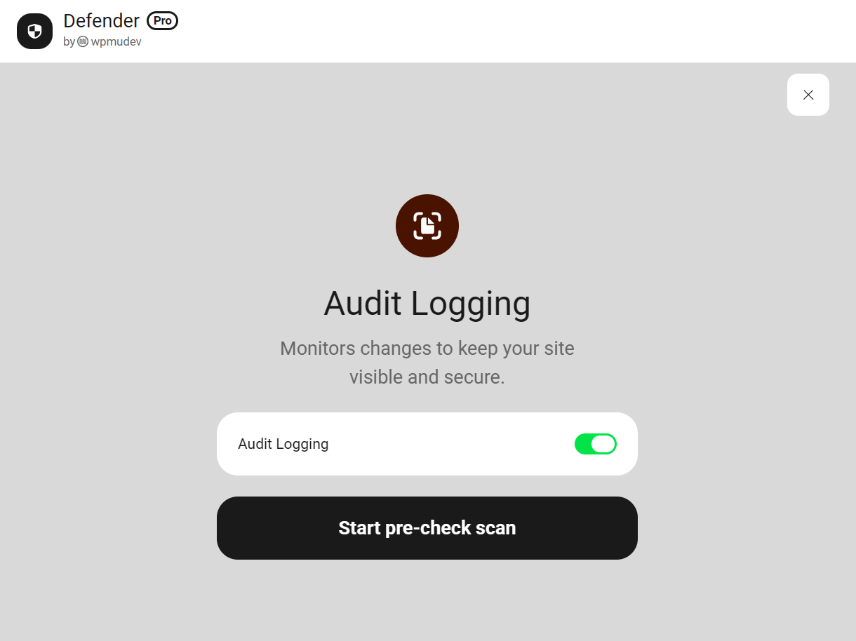 Enable Audit Log in Defender setup wizard