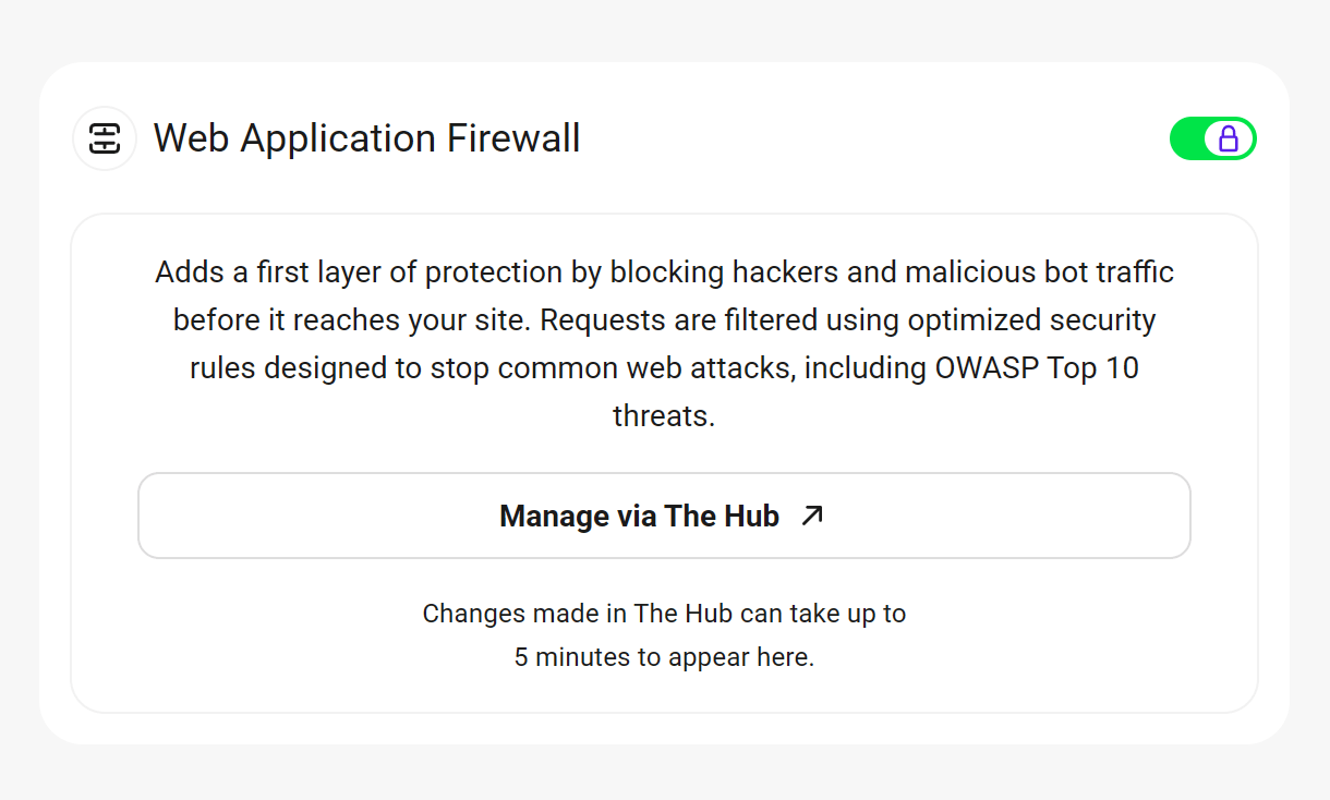 WPMU DEV WAF settings screen in Defender