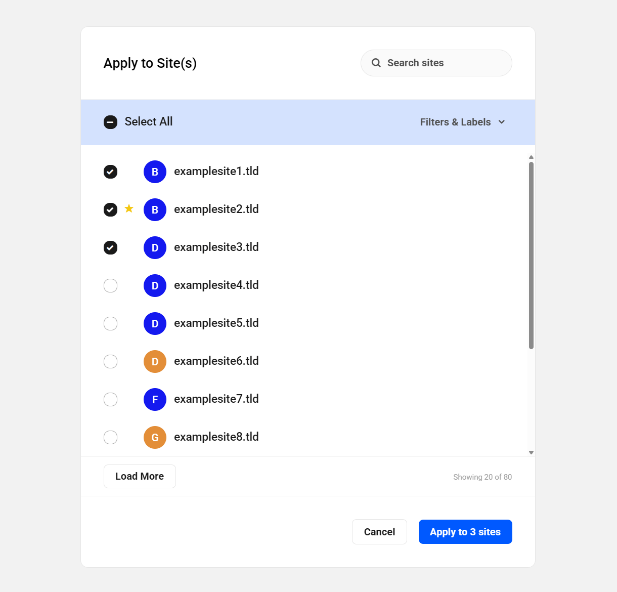 Apply custom configs to multiple sites
