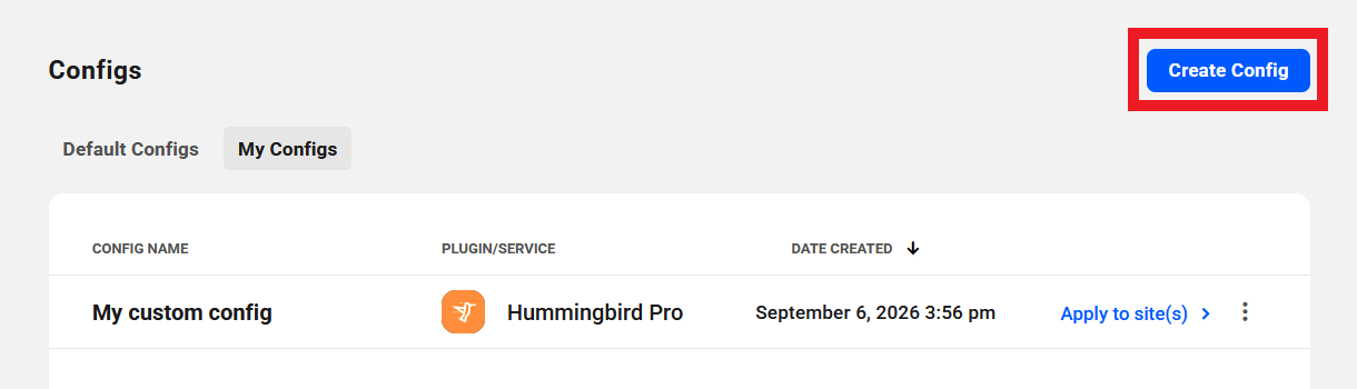 Create a custom config in The Hub
