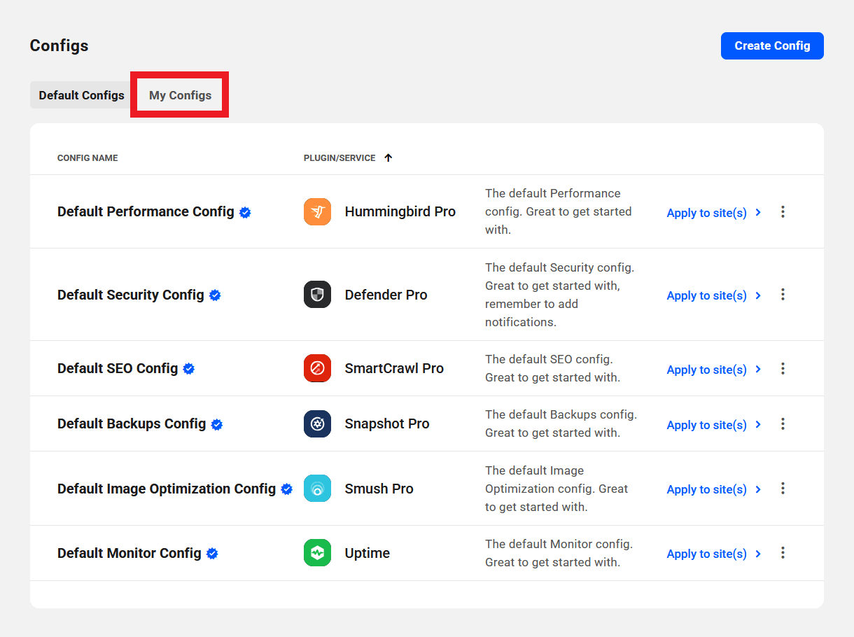 Custom plugin & service configs in The Hub