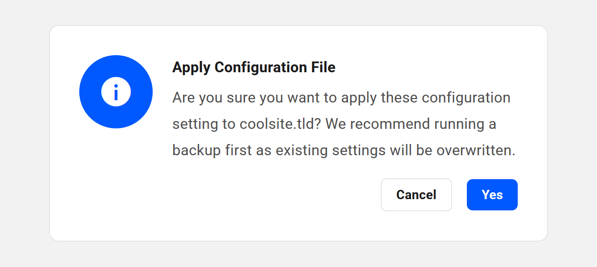 Confirm config application to a site in the Hub