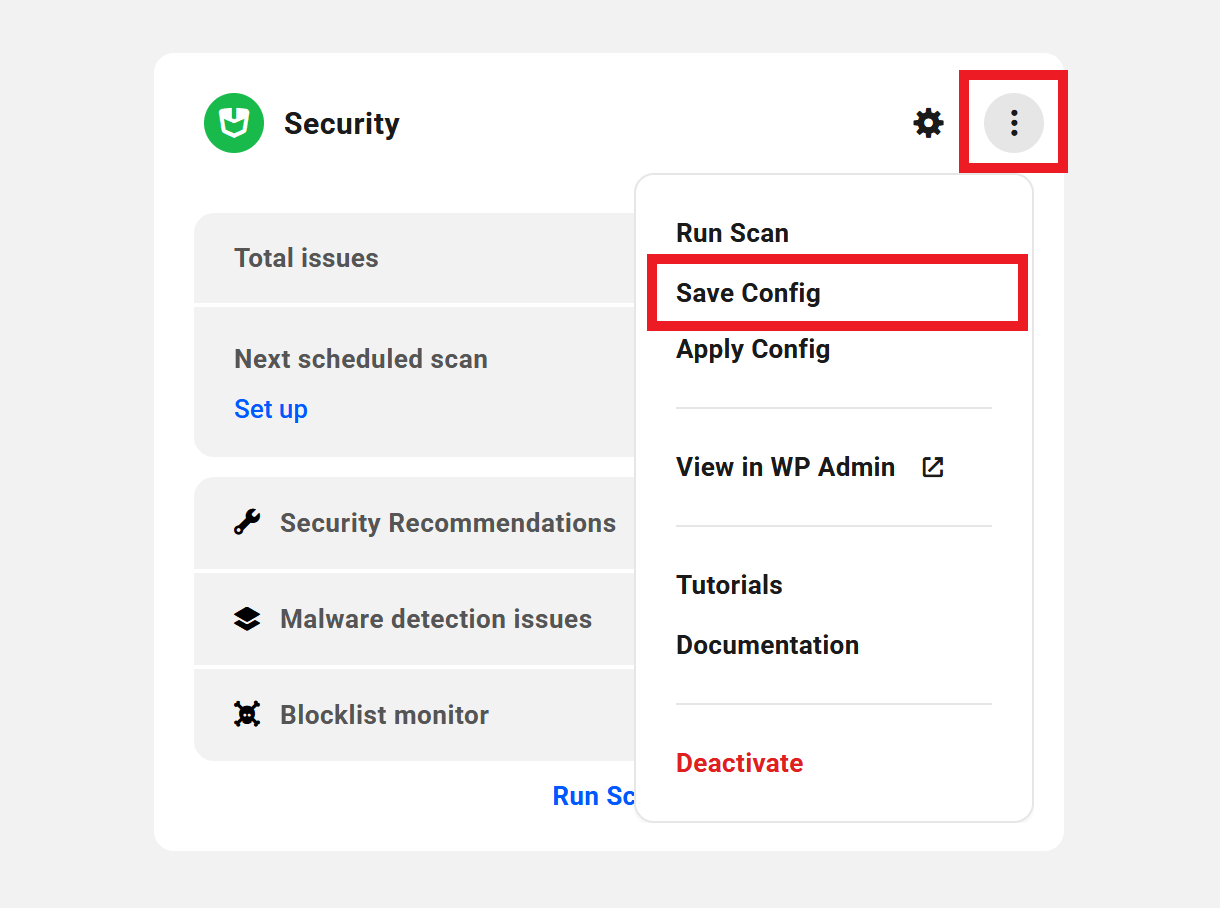 Create a config from a site Overview screen